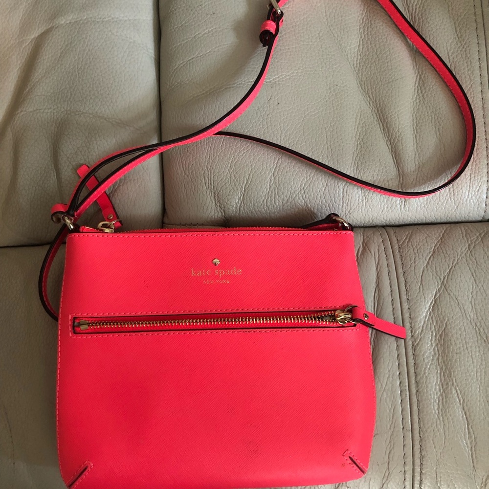 kate spade Hot Pink Saffiano Leather Crossbody with Gold Hardware